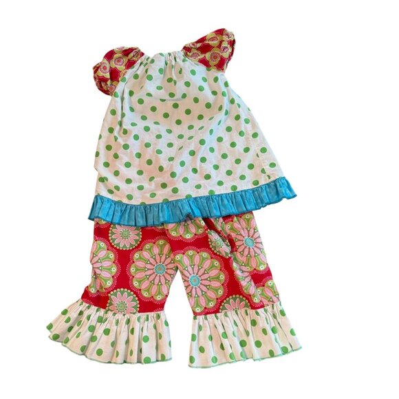 La Jenns Girls 2-Piece Polka Dot Elephant Outfit With Ruffle Top & Pants Size 5 - Picture 5 of 8